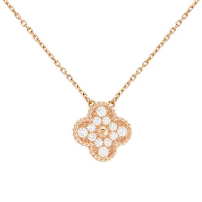 Rose Gold Sweet Alhambra Diamond Necklace