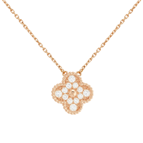 Rose Gold Sweet Alhambra Diamond Necklace