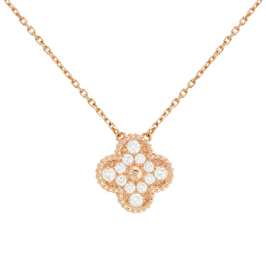 Rose Gold Sweet Alhambra Diamond Necklace