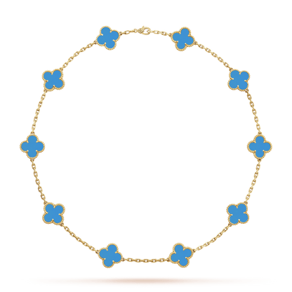 Vintage Alhambra Agate 10 Motifs Necklace
