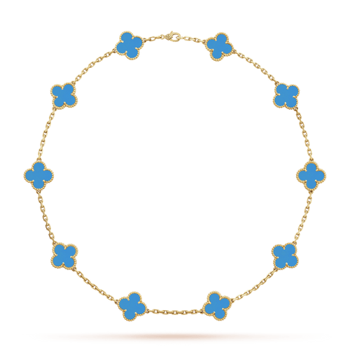 Vintage Alhambra Agate 10 Motifs Necklace
