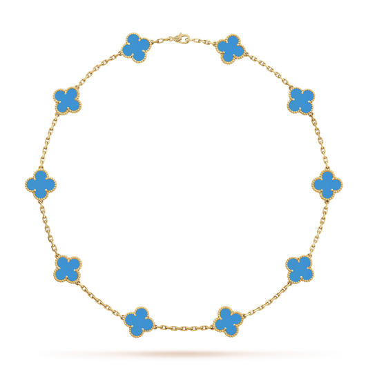 Vintage Alhambra Agate 10 Motifs Necklace