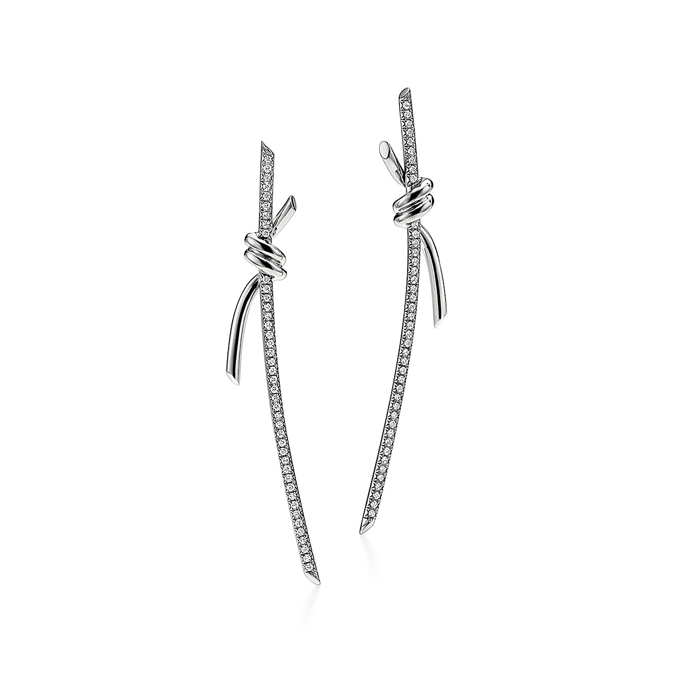T Knot Drop Diamonds Earrings