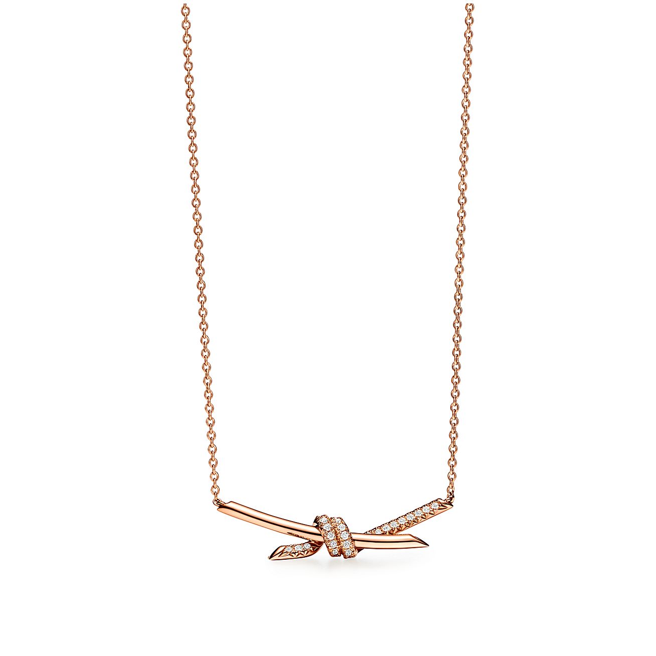 T Knot Pendant Diamond Necklace
