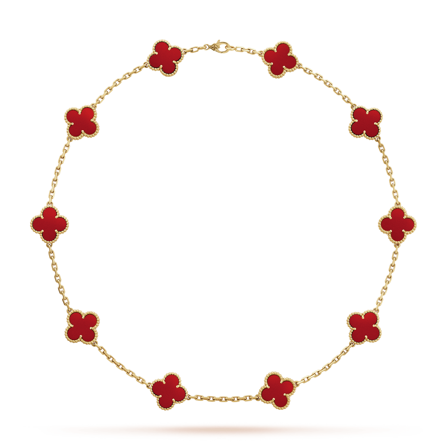 Vintage Alhambra Carnelian 10 Motifs Necklace