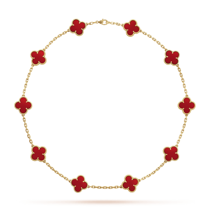 Vintage Alhambra Carnelian 10 Motifs Necklace