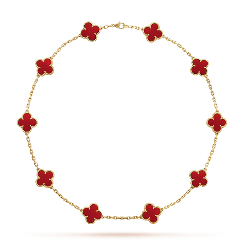 Vintage Alhambra Carnelian 10 Motifs Necklace