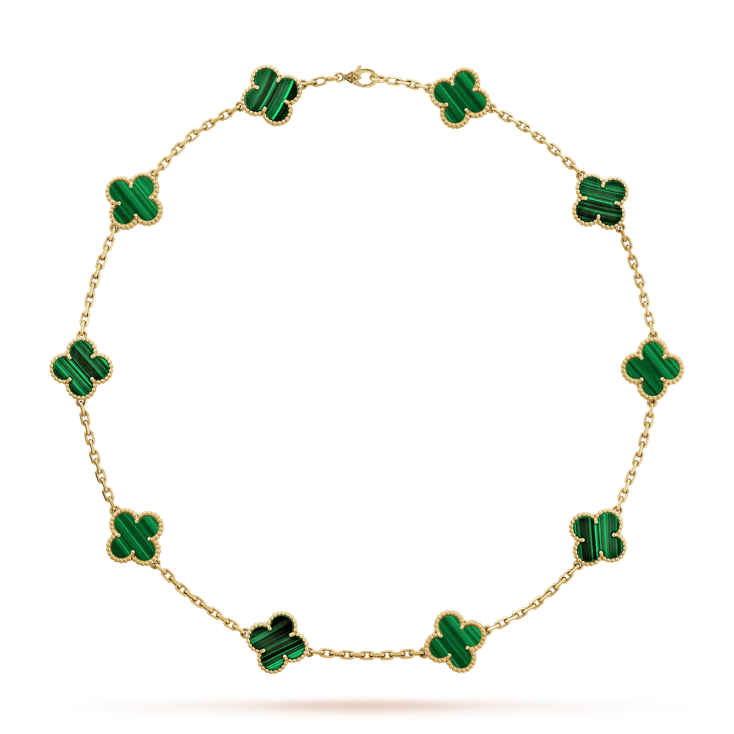 Vintage Alhambra Malachite 10 Motifs Necklace