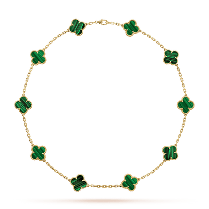Vintage Alhambra Malachite 10 Motifs Necklace