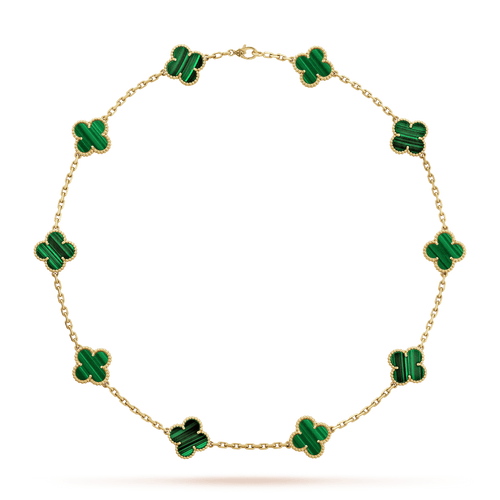Vintage Alhambra Malachite 10 Motifs Necklace