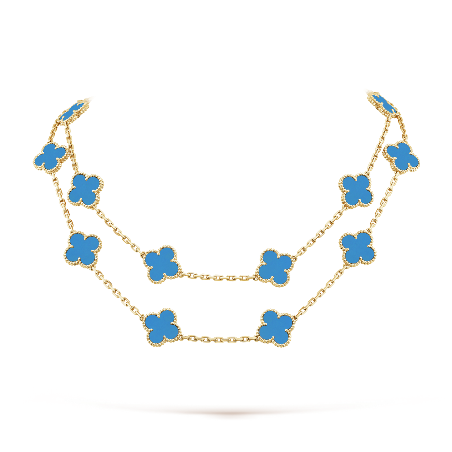 Vintage Alhambra 20 Motifs Turquoise Long Necklace