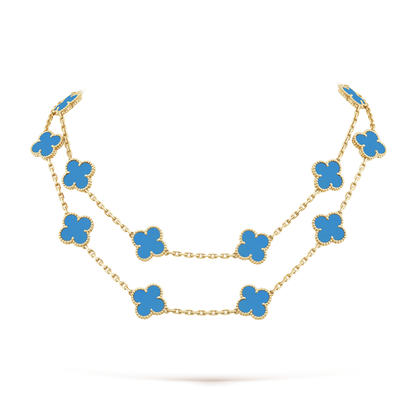 Vintage Alhambra 20 Motifs Turquoise Long Necklace