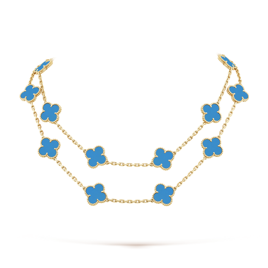Vintage Alhambra 20 Motifs Turquoise Long Necklace