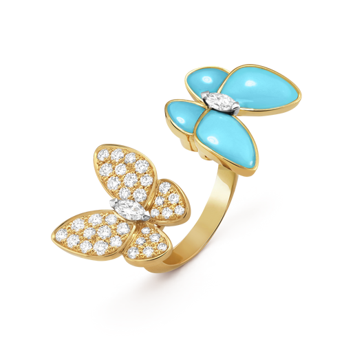 Two Butterfly Between the Finger Turquoise Ring