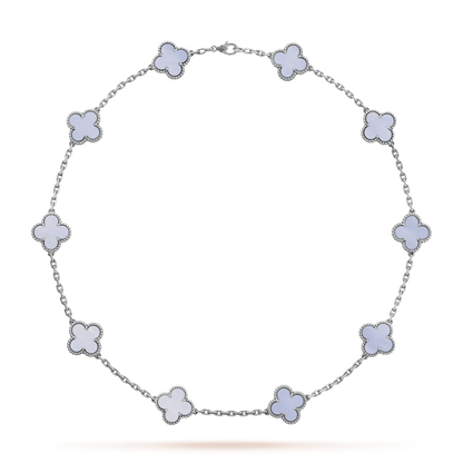 Vintage Alhambra Chalcedony 10 Motifs Necklace