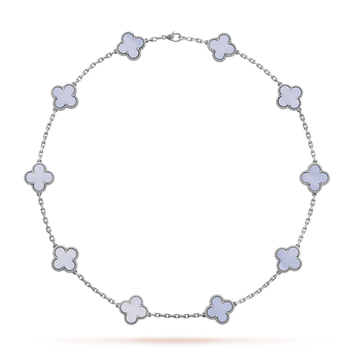 Vintage Alhambra Chalcedony 10 Motifs Necklace