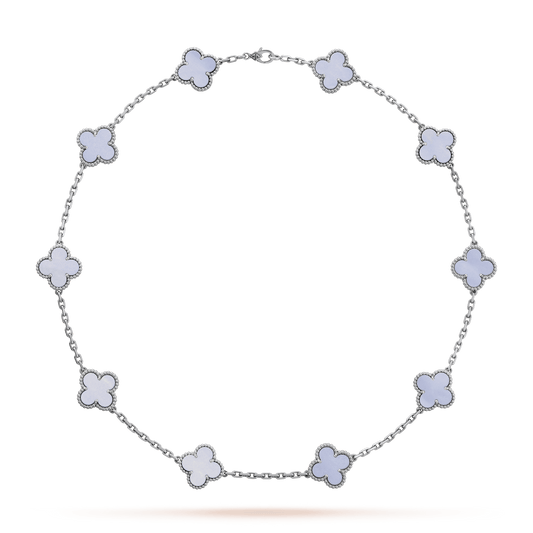Vintage Alhambra Chalcedony 10 Motifs Necklace