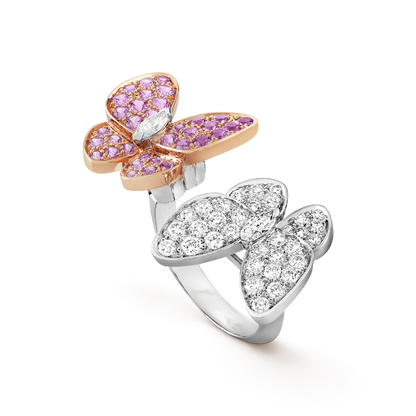 Two Butterfly Between the Finger Sapphire Ring