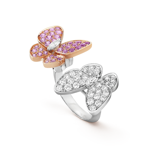 Two Butterfly Between the Finger Sapphire Ring