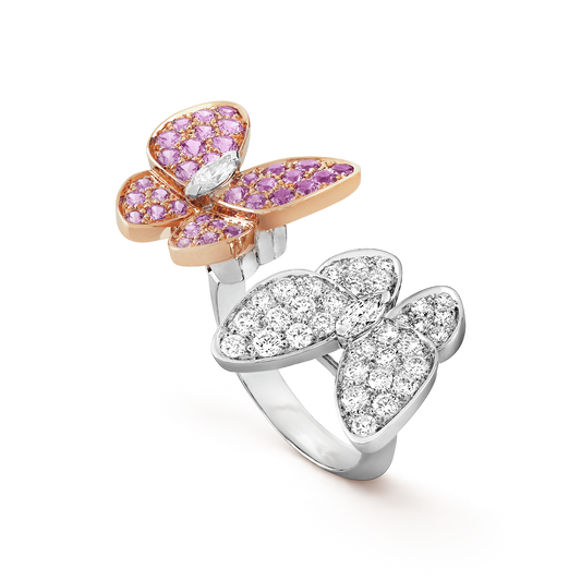 Two Butterfly Between the Finger Sapphire Ring