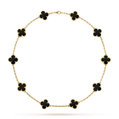 Vintage Alhambra Black 10 Motifs Clover Necklace