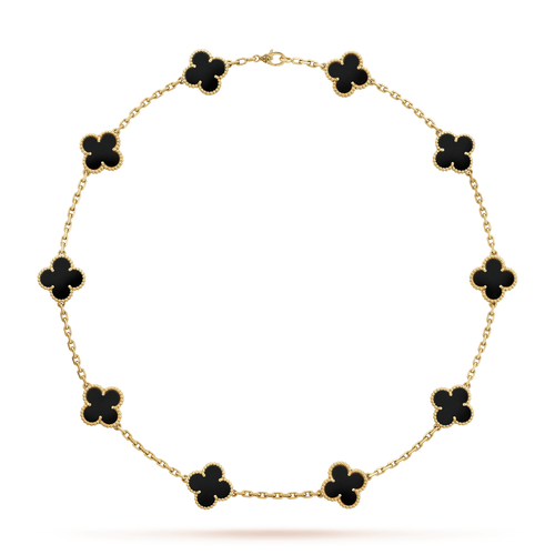 Vintage Alhambra Black 10 Motifs Clover Necklace