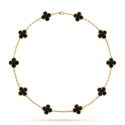 Vintage Alhambra Black 10 Motifs Clover Necklace