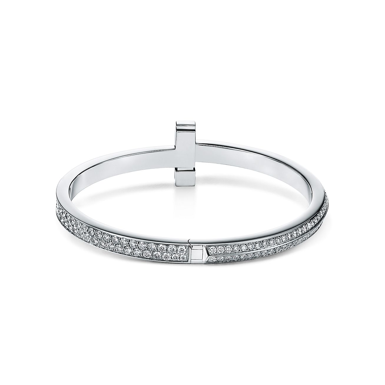 T1 Wide Full Diamond Hinged Bangle Bracelet