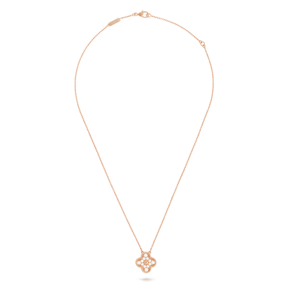 Rose Gold Sweet Alhambra Diamond Necklace
