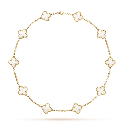 Vintage Alhambra Pearl 10 Motifs Necklace