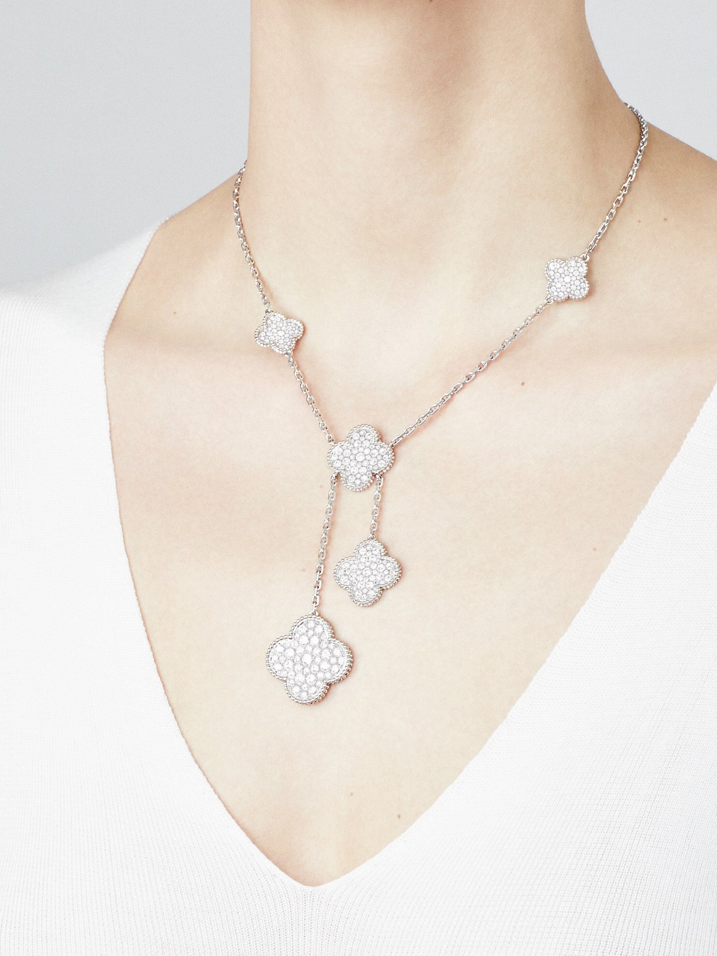 Magic Alhambra Six Motifs Diamonds Necklace