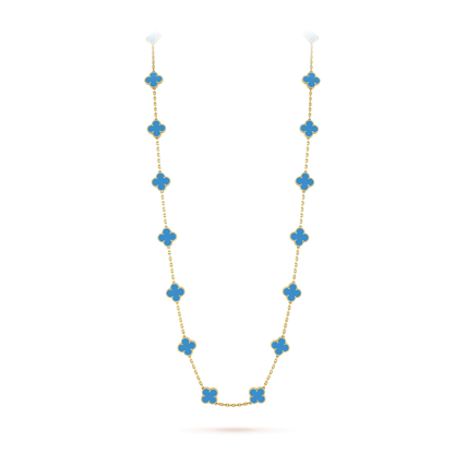 Vintage Alhambra 20 Motifs Turquoise Long Necklace