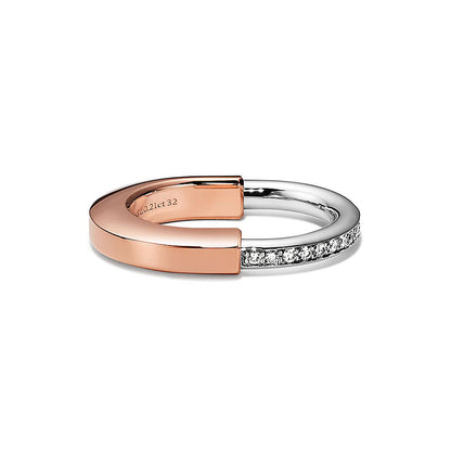 T Lock Diamond Rose Gold Ring