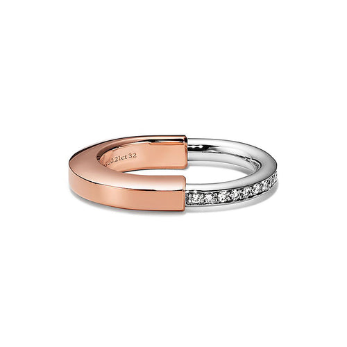 T Lock Diamond Rose Gold Ring