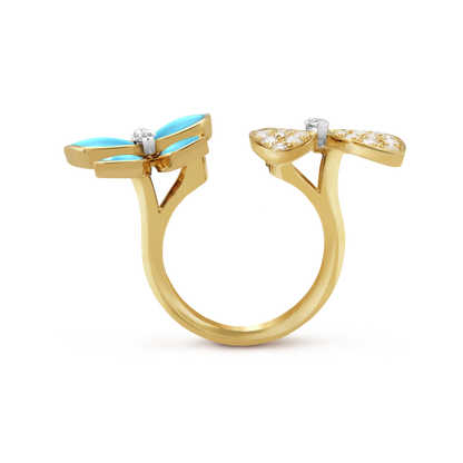 Two Butterfly Between the Finger Turquoise Ring