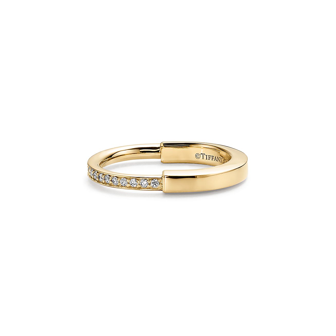 T Lock Diamonds Yellow Gold Ring