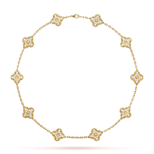 Vintage Alhambra Diamonds 10 Motifs Necklace