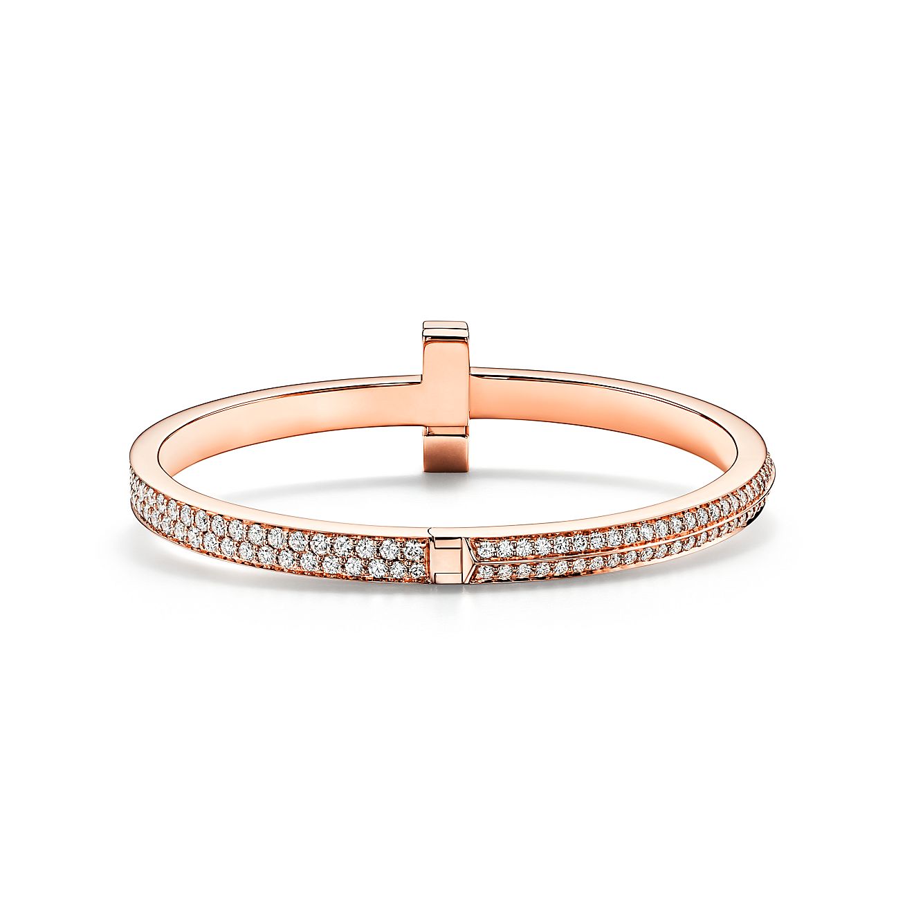 T1 Wide Full Diamond Hinged Bangle Bracelet