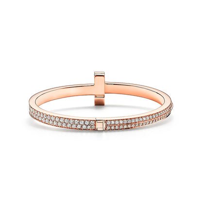 T1 Wide Full Diamond Hinged Bangle Bracelet