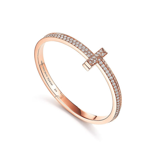 T1 Wide Full Diamond Hinged Bangle Bracelet
