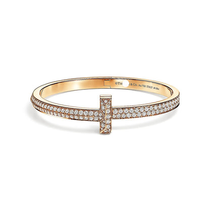 T1 Wide Full Diamond Hinged Bangle Bracelet