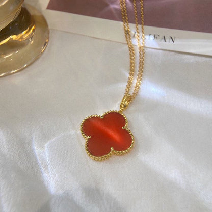 Magic Alhambra One Motifs Carnelian Clover Necklace