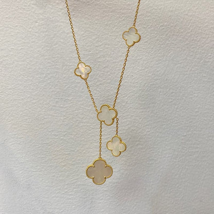 Magic Alhambra Six Pearls Motifs Clover Necklace