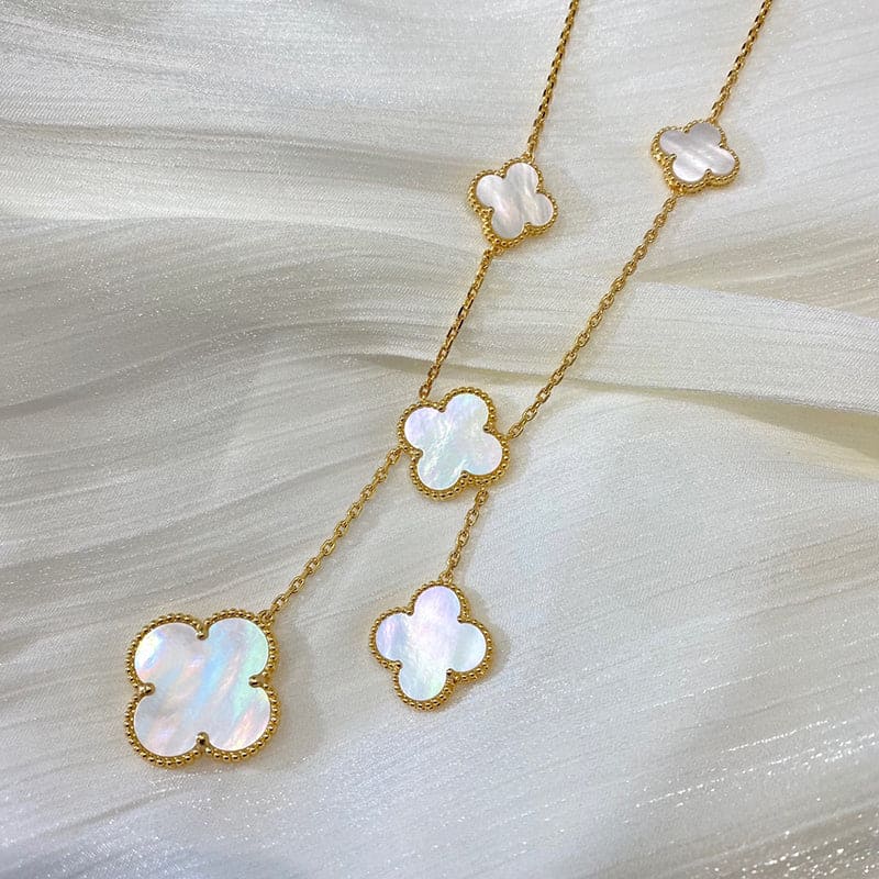 Magic Alhambra Six Pearls Motifs Clover Necklace