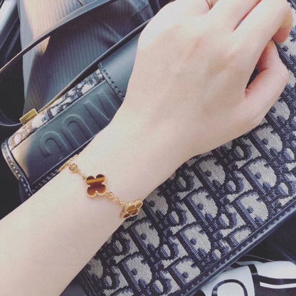 Vintage Alhambra Five Motifs Tiger Eye Bracelet