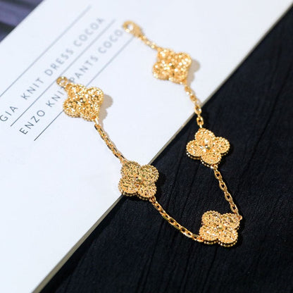 Rose Gold Five Motifs Clover Bracelet
