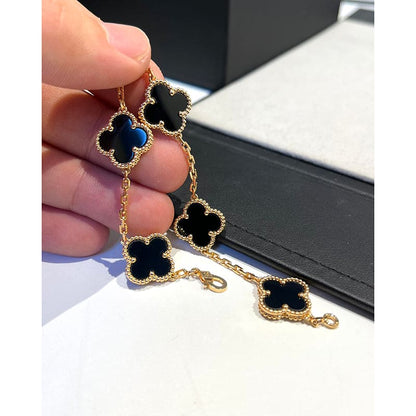 Vintage Alhambra Five Motifs Clover Onyx Bracelet