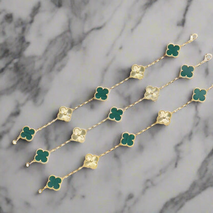 Vintage Alhambra Five Motifs Malachite Diamonds Clover Bracelet