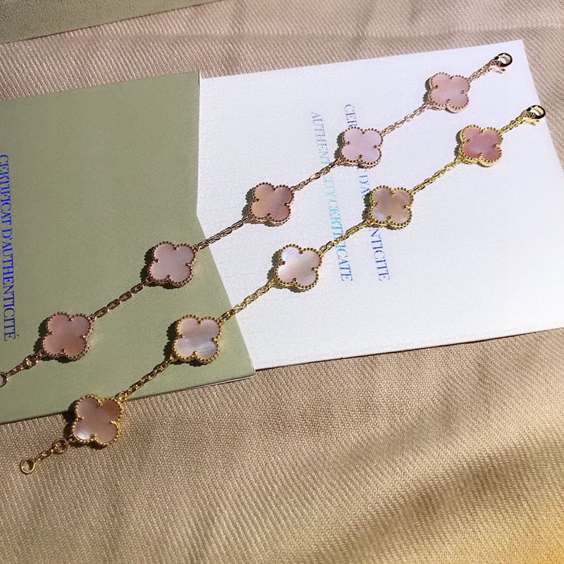 Vintage Alhambra Five Motifs Pink Opal Bracelet