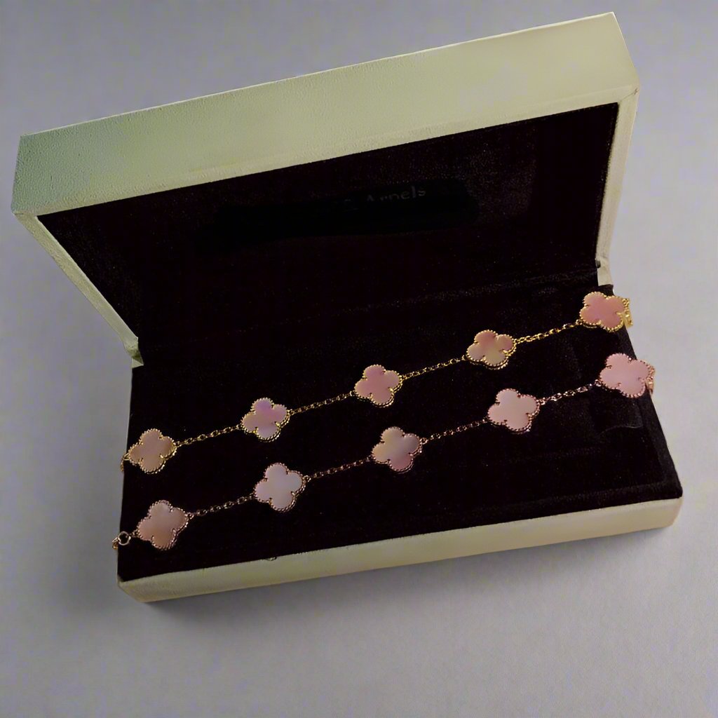 Vintage Alhambra Five Motifs Pink Opal Bracelet